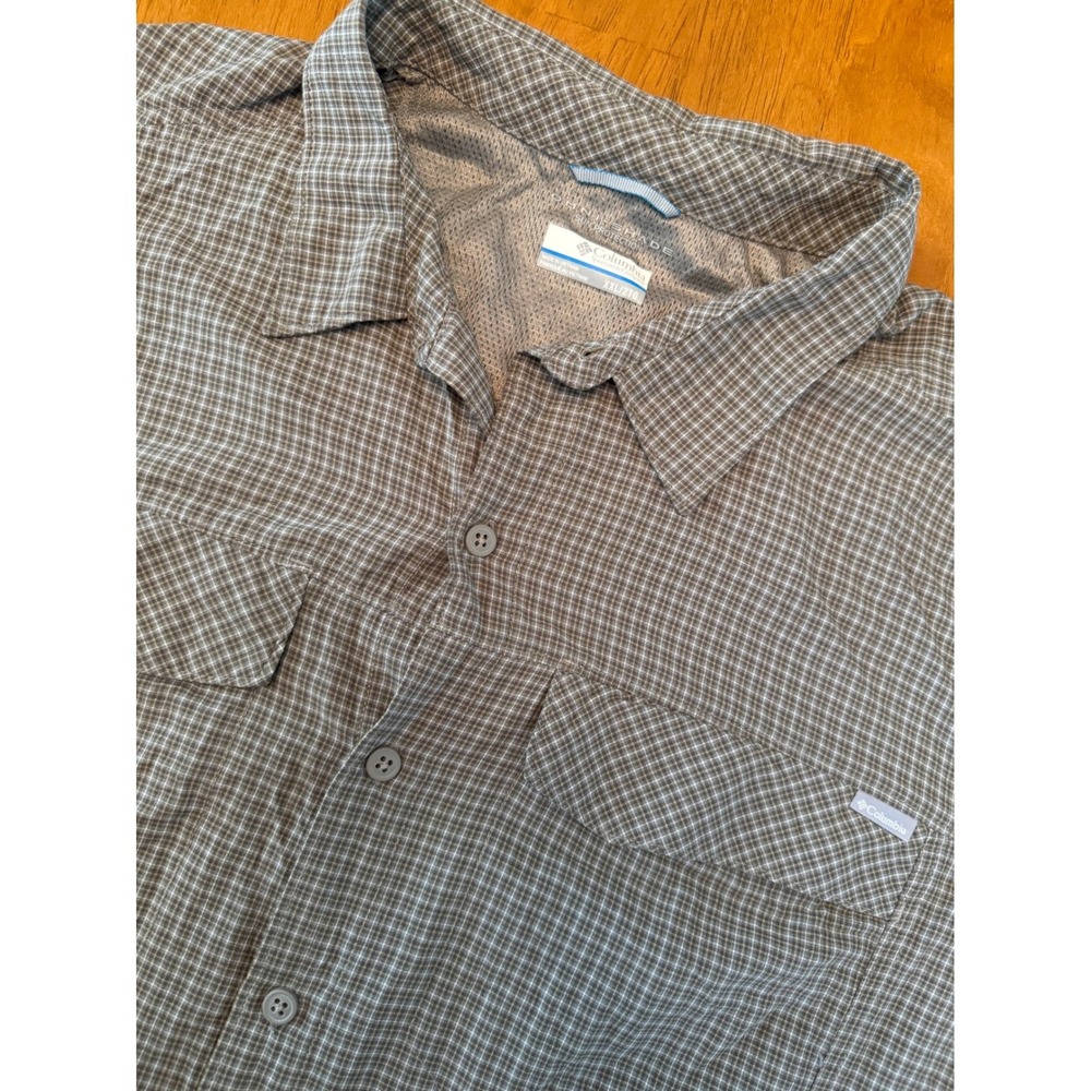 Columbia Omni-Shade Mens XXL Brown Plaid Long Sleeve Hiking Fishing Shirt